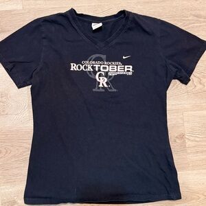 Women’s Team Nike Black & Pink Colorado Rockies Rocktober Tee World Series 2007